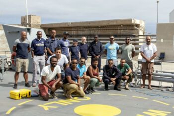 Group picture with all participants of the MBES course on board the Coast Guard’s patrol vessel Guardião.